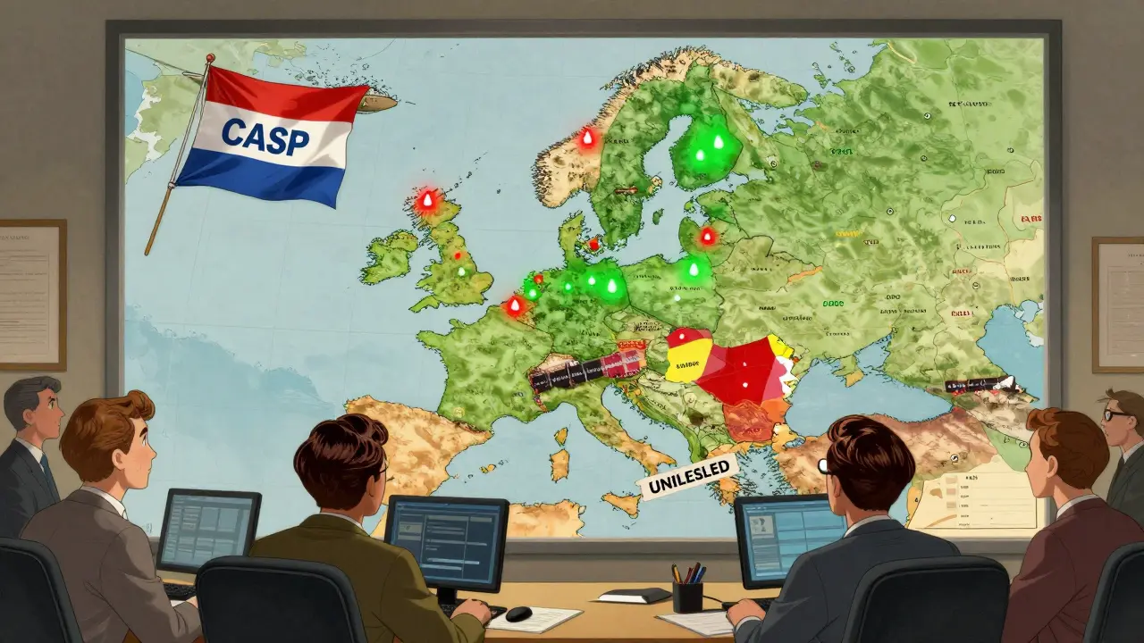 A map of Europe showing licensed and unlicensed crypto firms, with one company expanding across the bloc.
