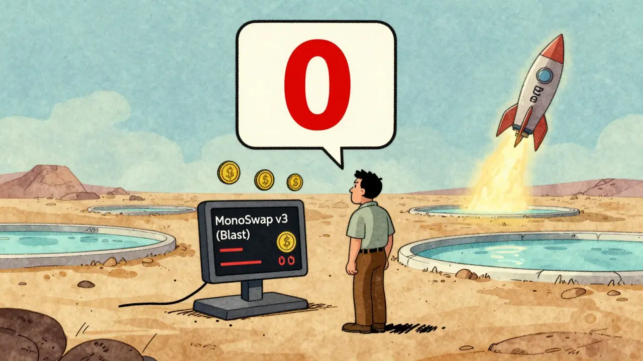 MonoSwap v3 (Blast) Crypto Exchange Review: Low Liquidity, Zero Fees, and Big Risks