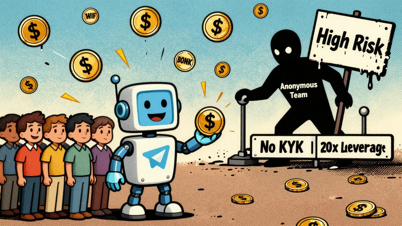 Telegram robot giving out USDT as shadowy figure controls leverage and no-KYC levers.