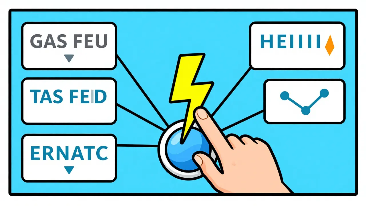 User pressing lightning bolt button to bundle transactions and save gas fees.