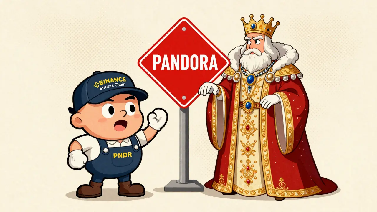 Comparison of two different characters representing PNDR and PANDORA tokens.