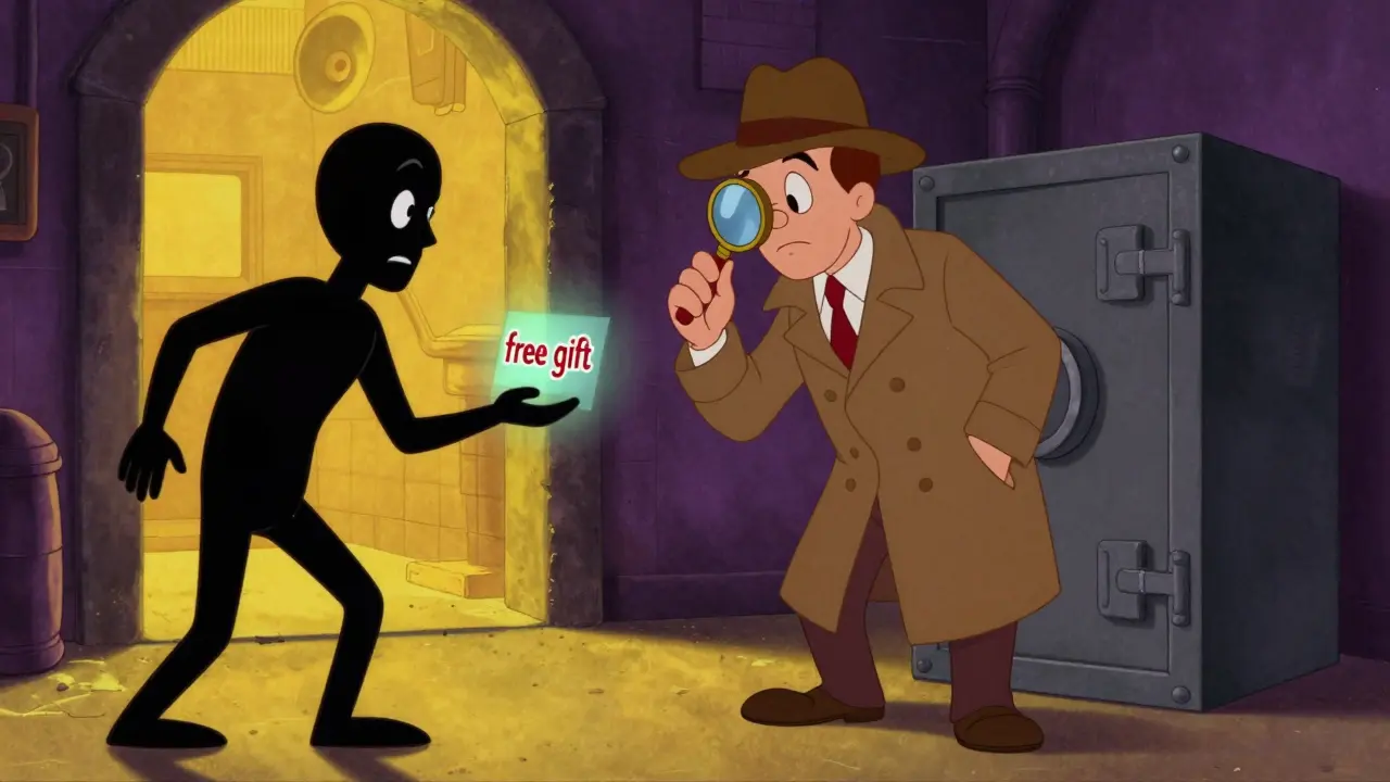 Detective examining a suspicious figure to represent crypto security