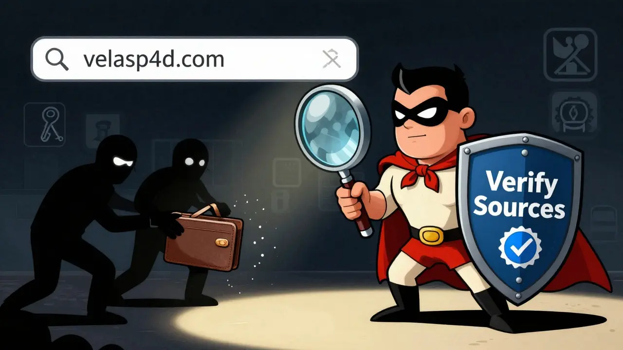 Hero checking URLs and blocking scammers with a shield