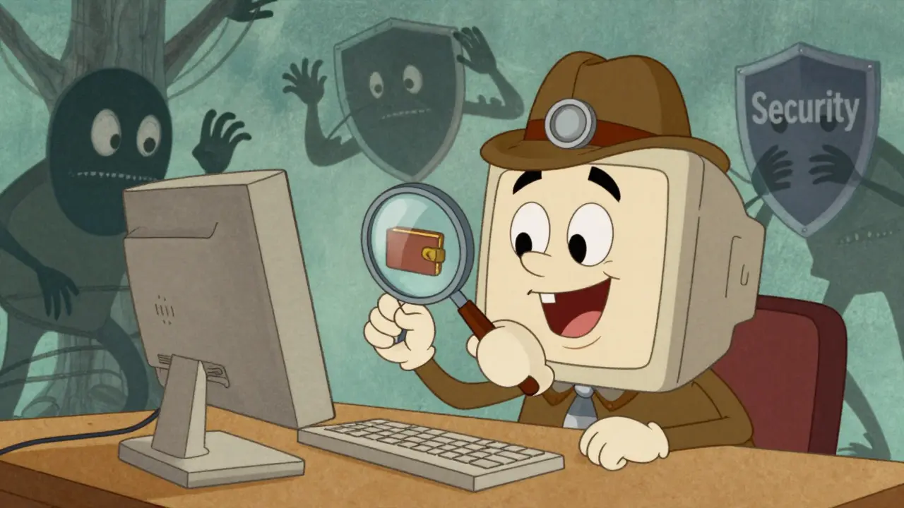 Detective monitor checking wallet security