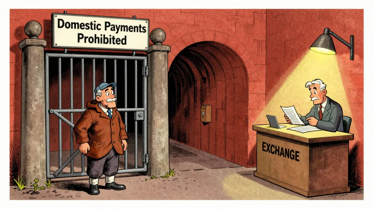 Illustration of restricted crypto cash-out process in Iran