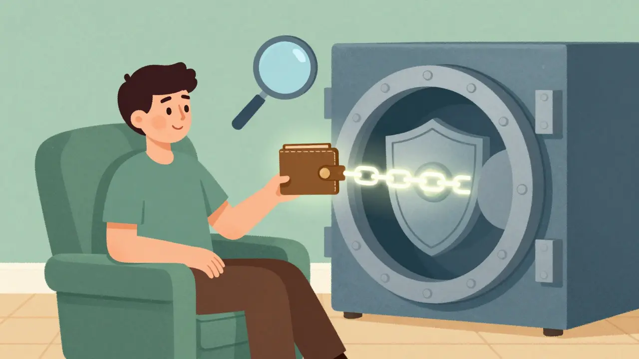 Secure wallet connection with safety shield
