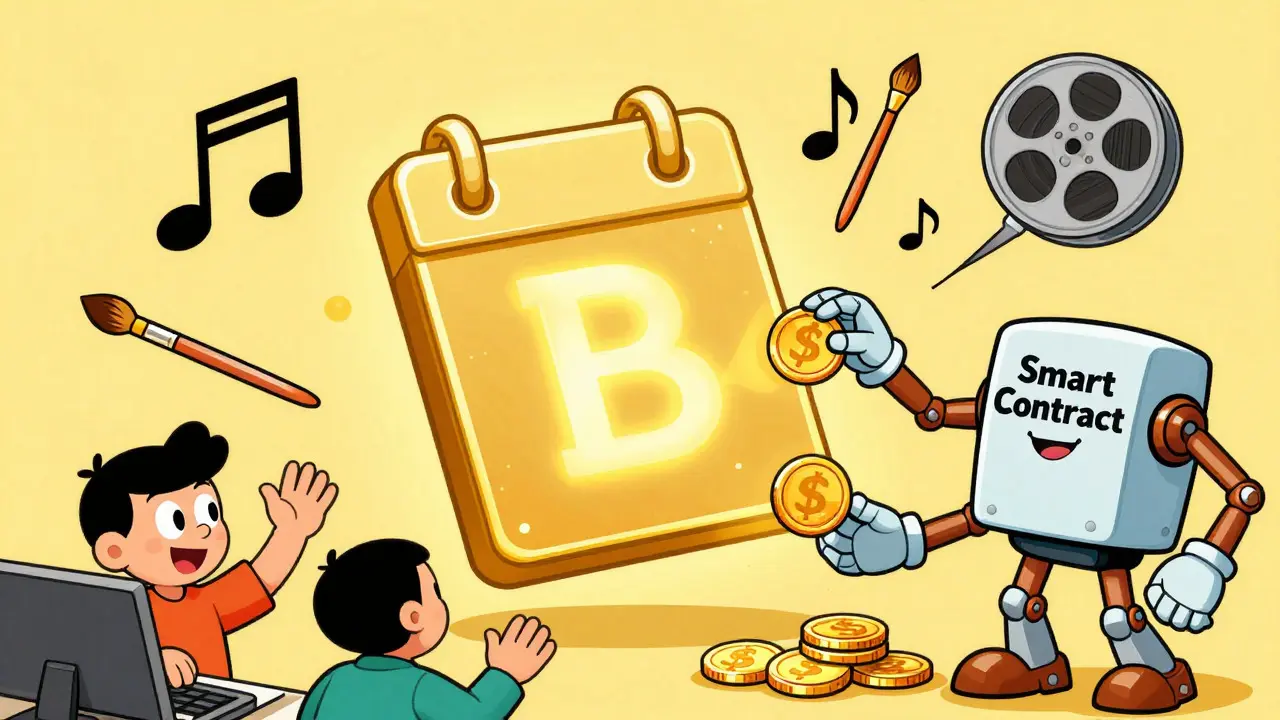 Golden blockchain distributing royalties to creators via smart contracts