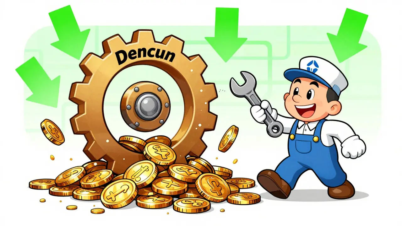 Mechanical Dencun gear crushing expensive coins into cheap dust