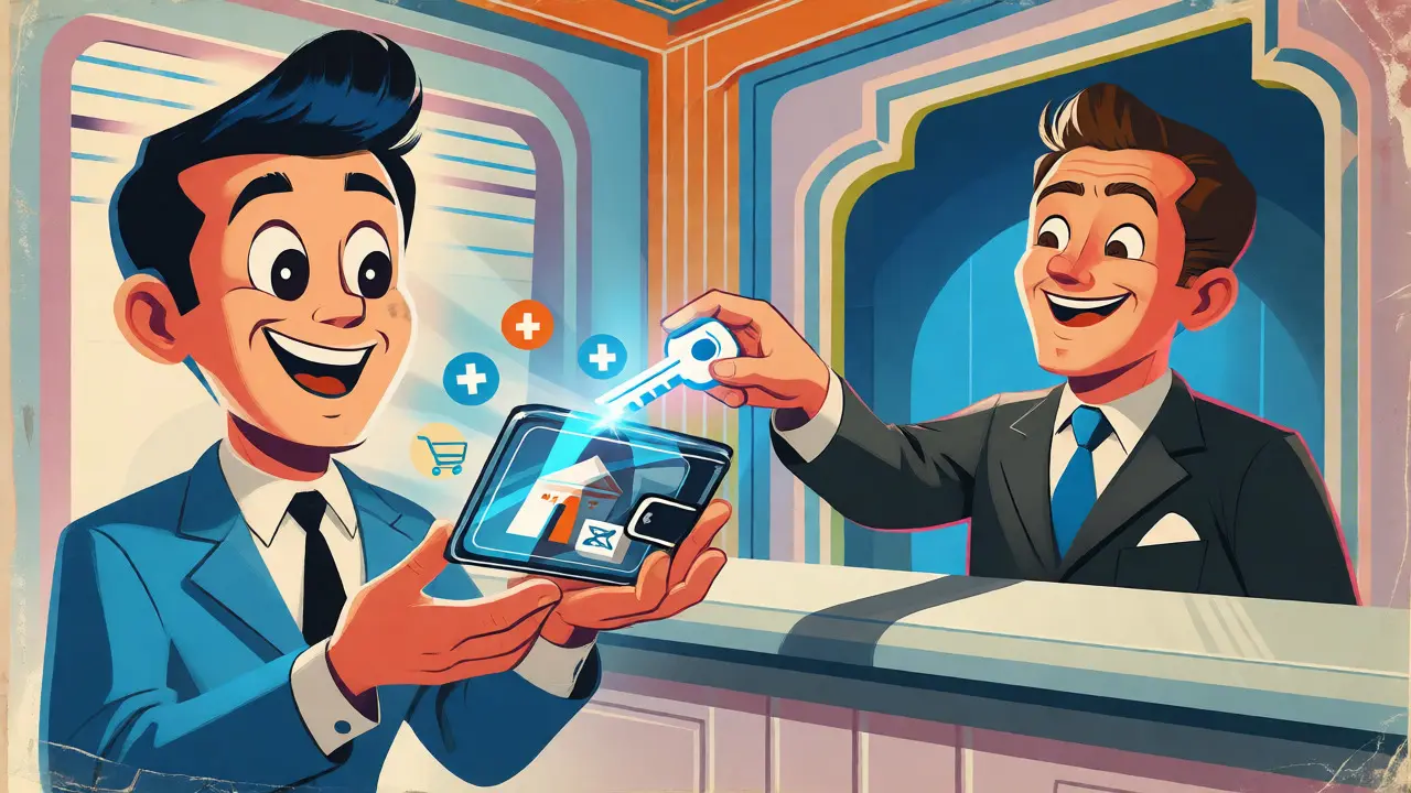 Illustration of user sharing single credential from digital wallet to bank