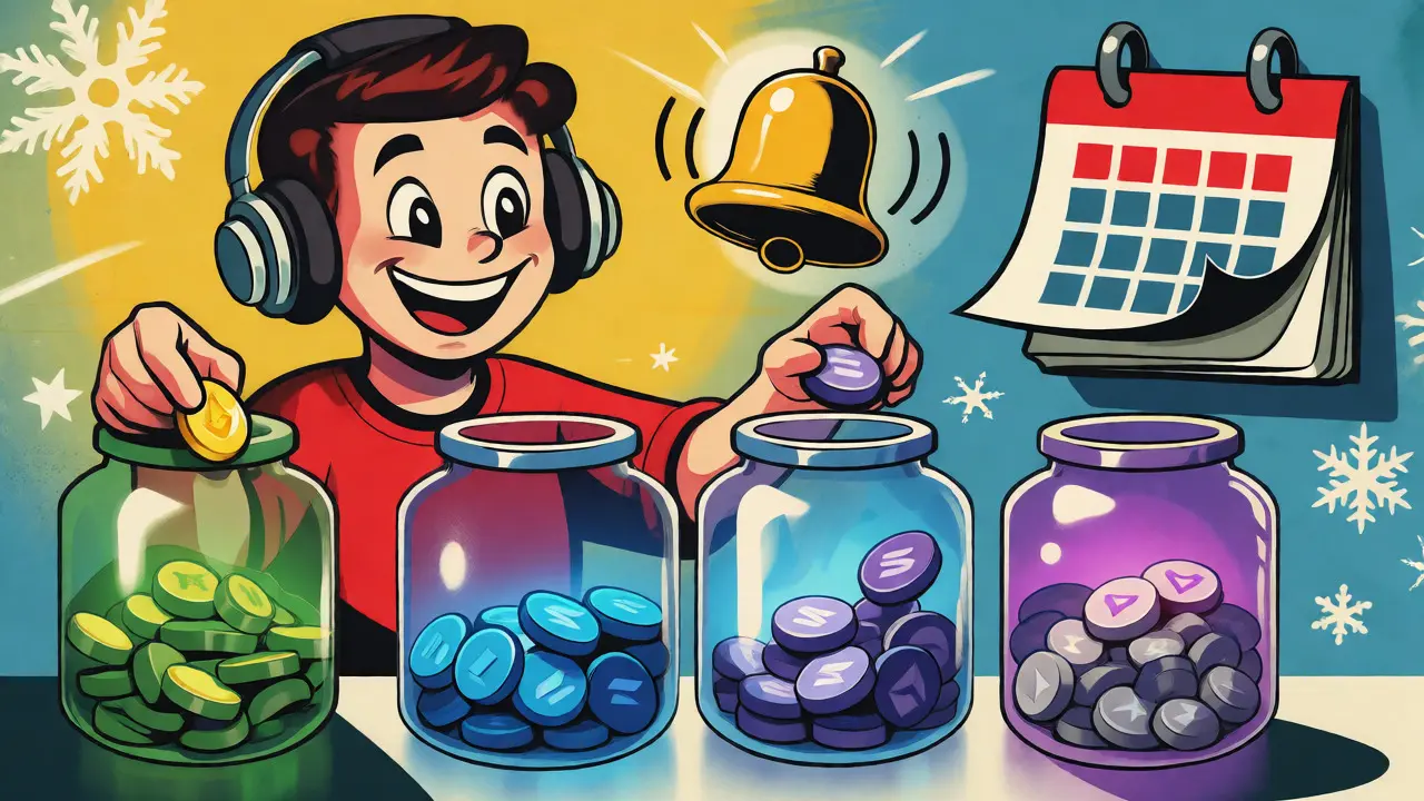 User sorting tokens into jars while watching a ringing notification